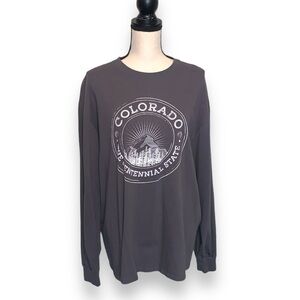 Colorado The Centennial State Gray Long Sleeve Crewneck T Shirt Size XL